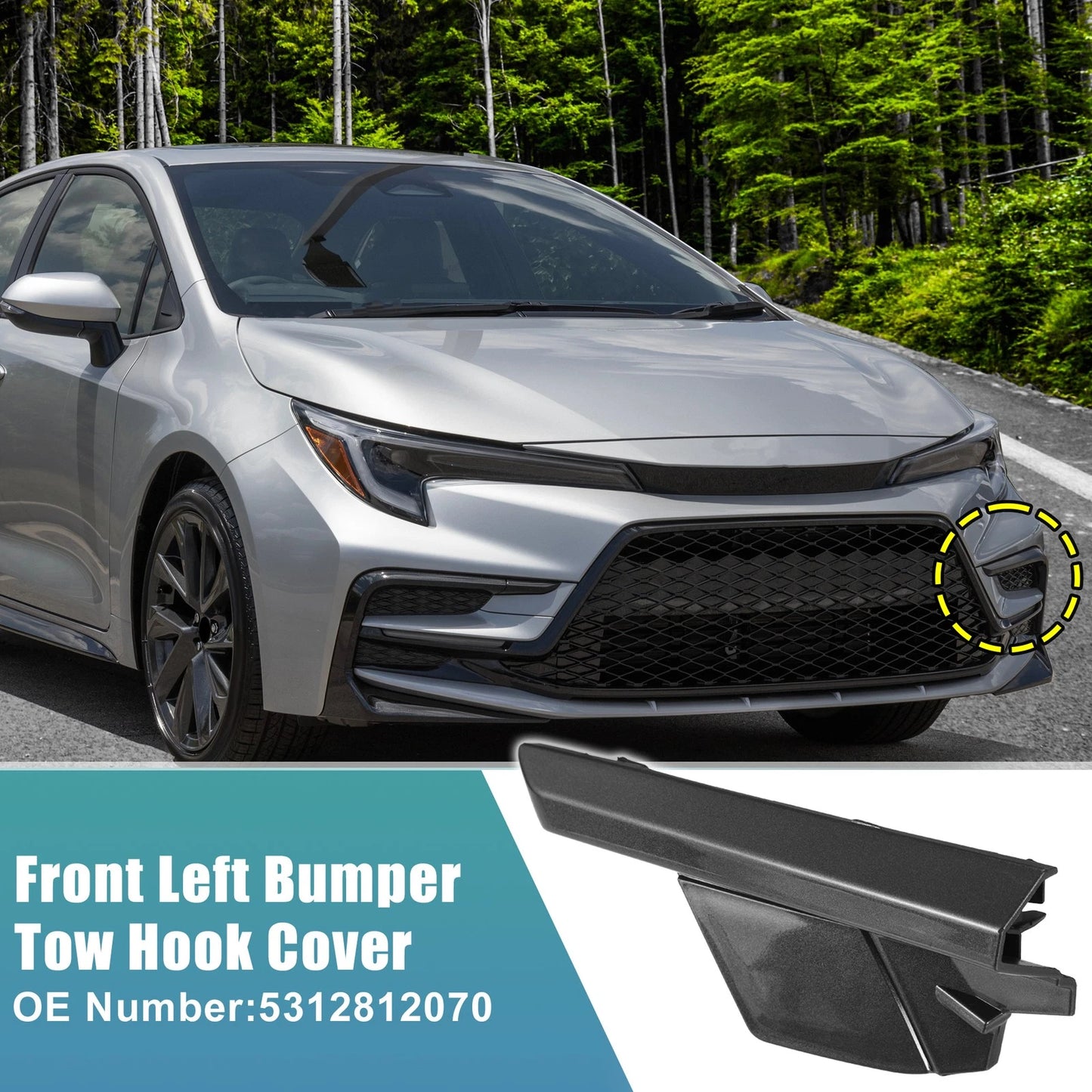 Tow Hook Cover for Toyota Corolla (No. 5312812070) (2014–2019) Black