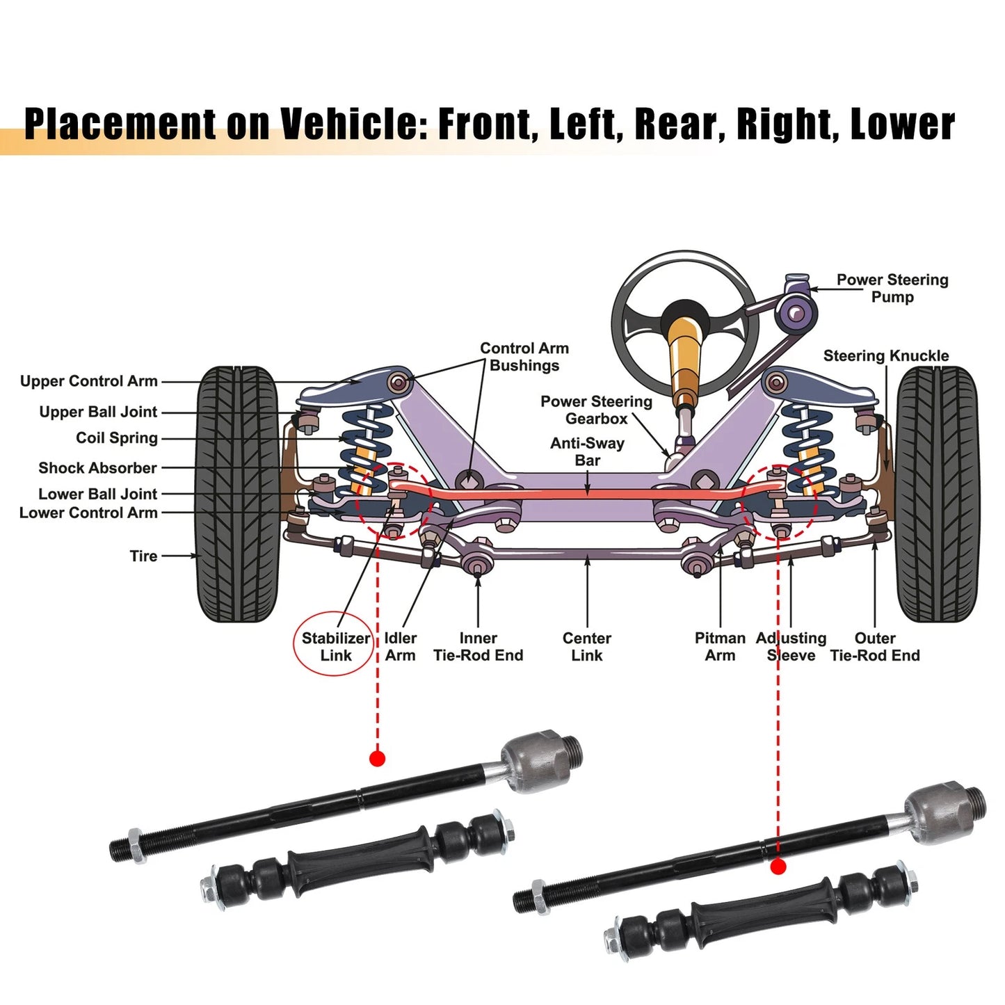 8pcs Front Lower Ball Joints No.K6541/K700432 for Cadillac Escalade (2007–2009)