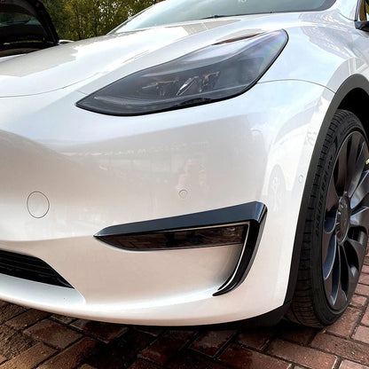 Gloss Black Front Bumper Side C Canards Covers for Tesla Model Y (2020–2024)