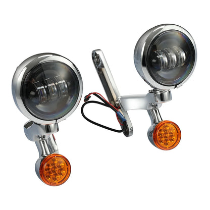4.5" LED Fog Light Bracket & Turn Signals for Harley Road King FLHX (1994-2024)