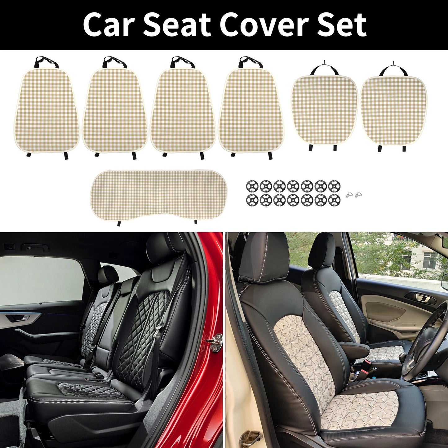 Set of 2 Car Seat Cover Pad Cotton Protector for Front and Rear