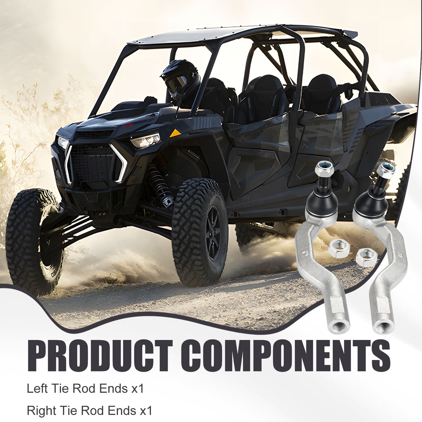 Set of 2 Heavy Duty Tie Rod Ends for Polaris RZR XP 1000 XP4 Turbo