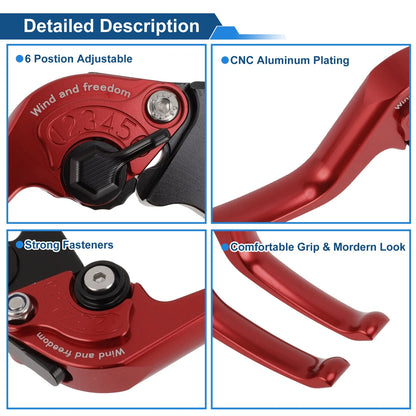 Adjustable Short Brake Clutch Lever Set for Honda Monkey 125 (2019–2024) Red
