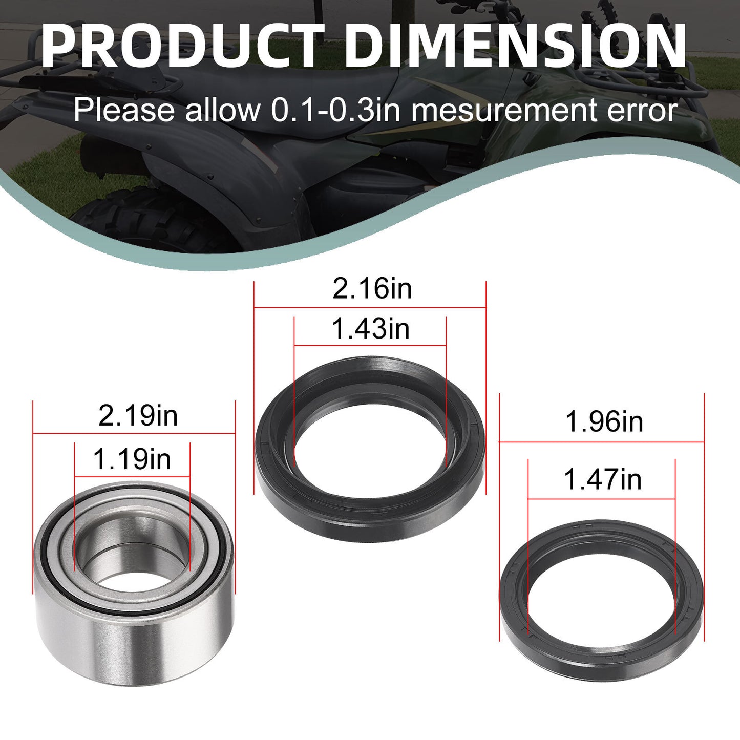 Front Wheel Bearings with Seals Kit for Kawasaki Bayou 300 400 (1990–2004)