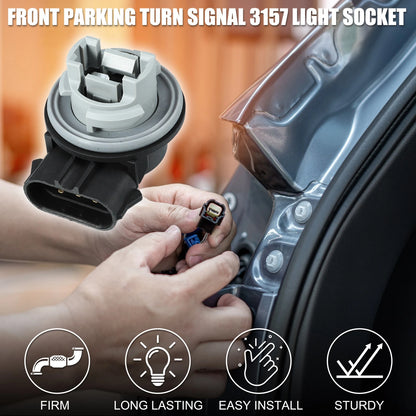 Front Parking Turn Signal Light Socket 3157 for Ford (3 Pins, No.F17B13411AB)