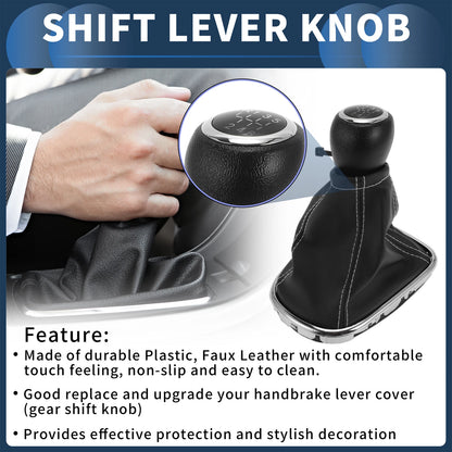 6 Speed Gear Shift Knob with Cover for Chevrolet Cruze (2010–2015) Black Leather