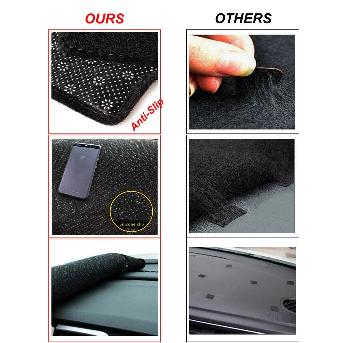 Non-Slip Dash Mat for Toyota Mark X (2009-2019) Dashboard Cover Black