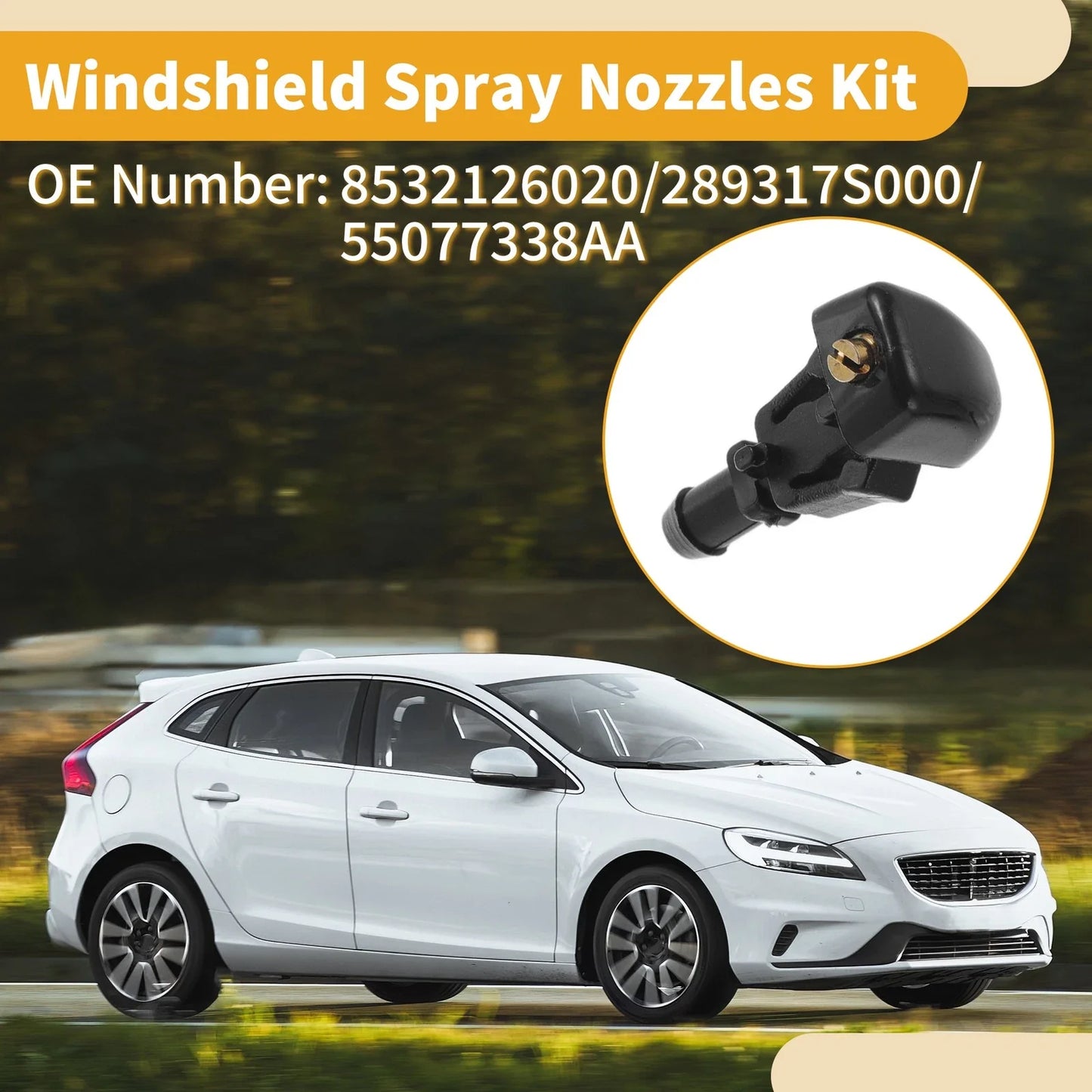 Windshield Washer Nozzle Kit for Dodge Durango (2011-2023) with Hose Connector