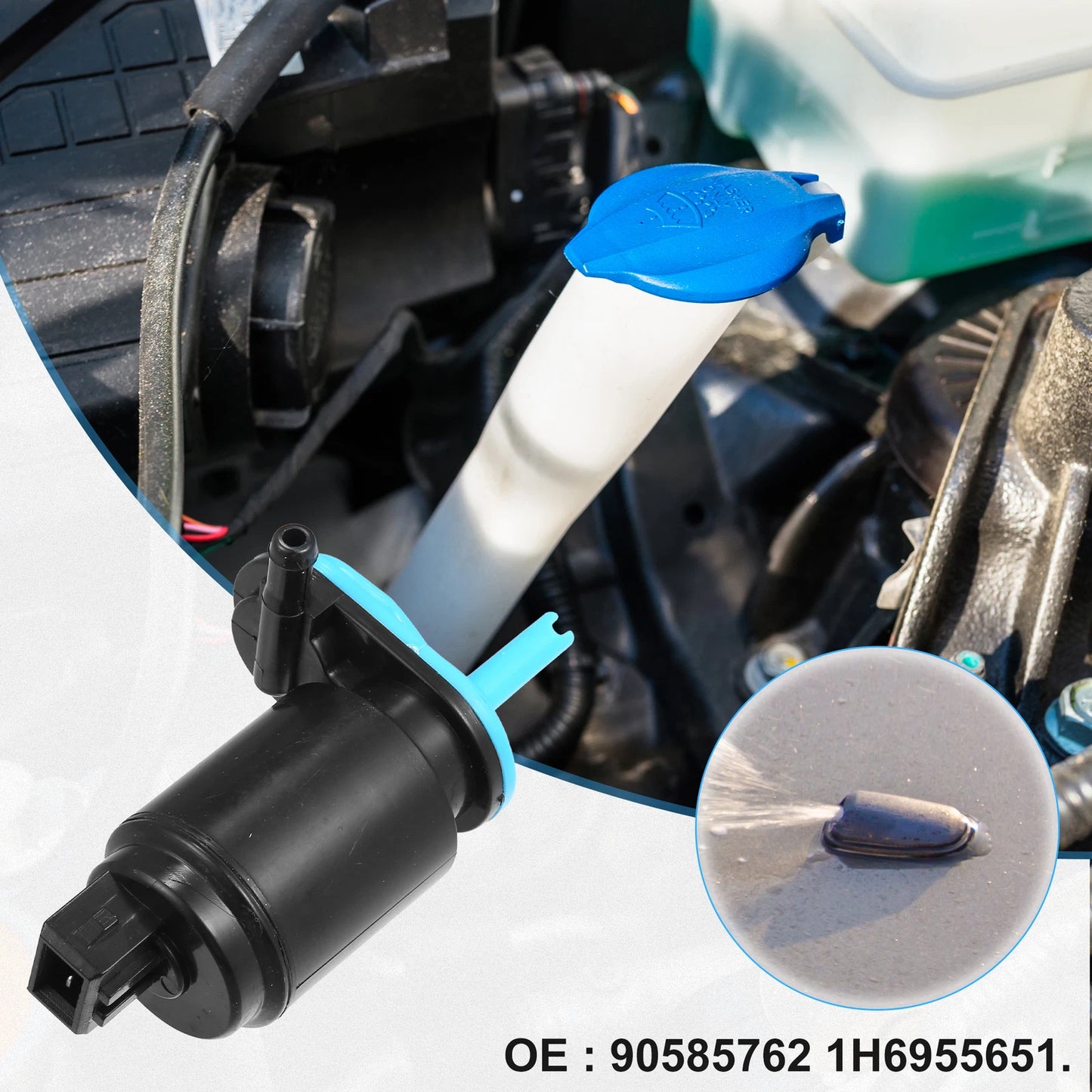 Windshield Washer Motor Pump with Grommet for Opel Agila (2000–2008) 90585762 1H6955651