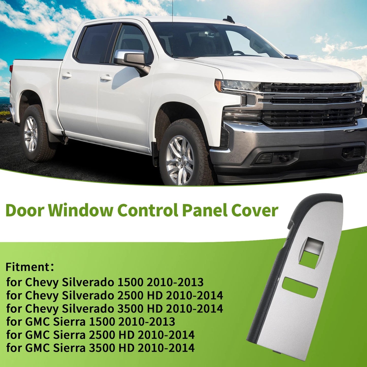 Front Right Side Window Switch Bezel Cover for Chevy Silverado 1500 (No. 20922523)