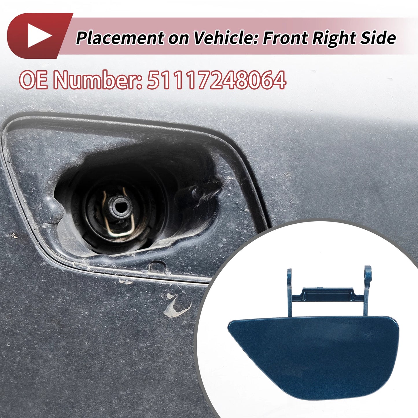 Front Right Washer Nozzle Cover Cap No. 51117248064 for BMW 535i GT (2010–2017)