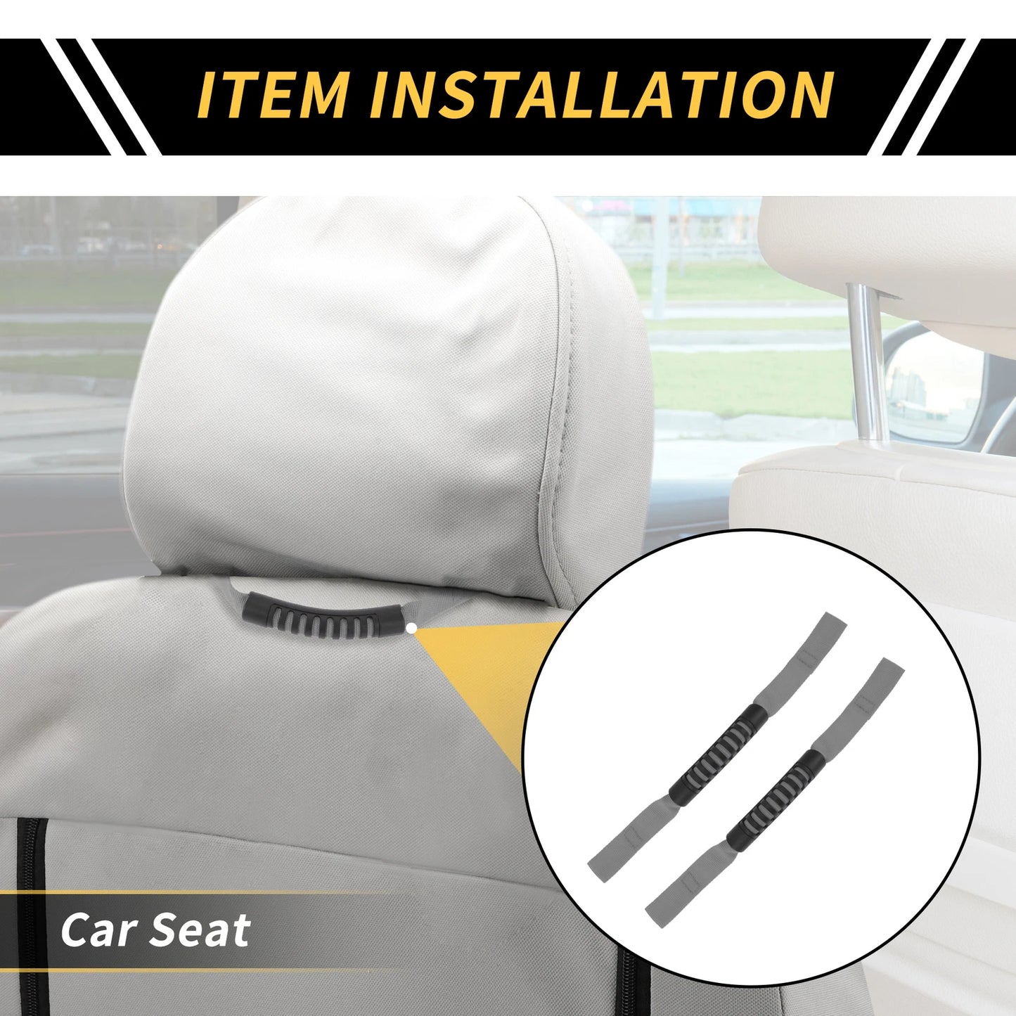 2 Pcs Headrest Grab Handles for Jeep Wrangler (2007–2018) Gray