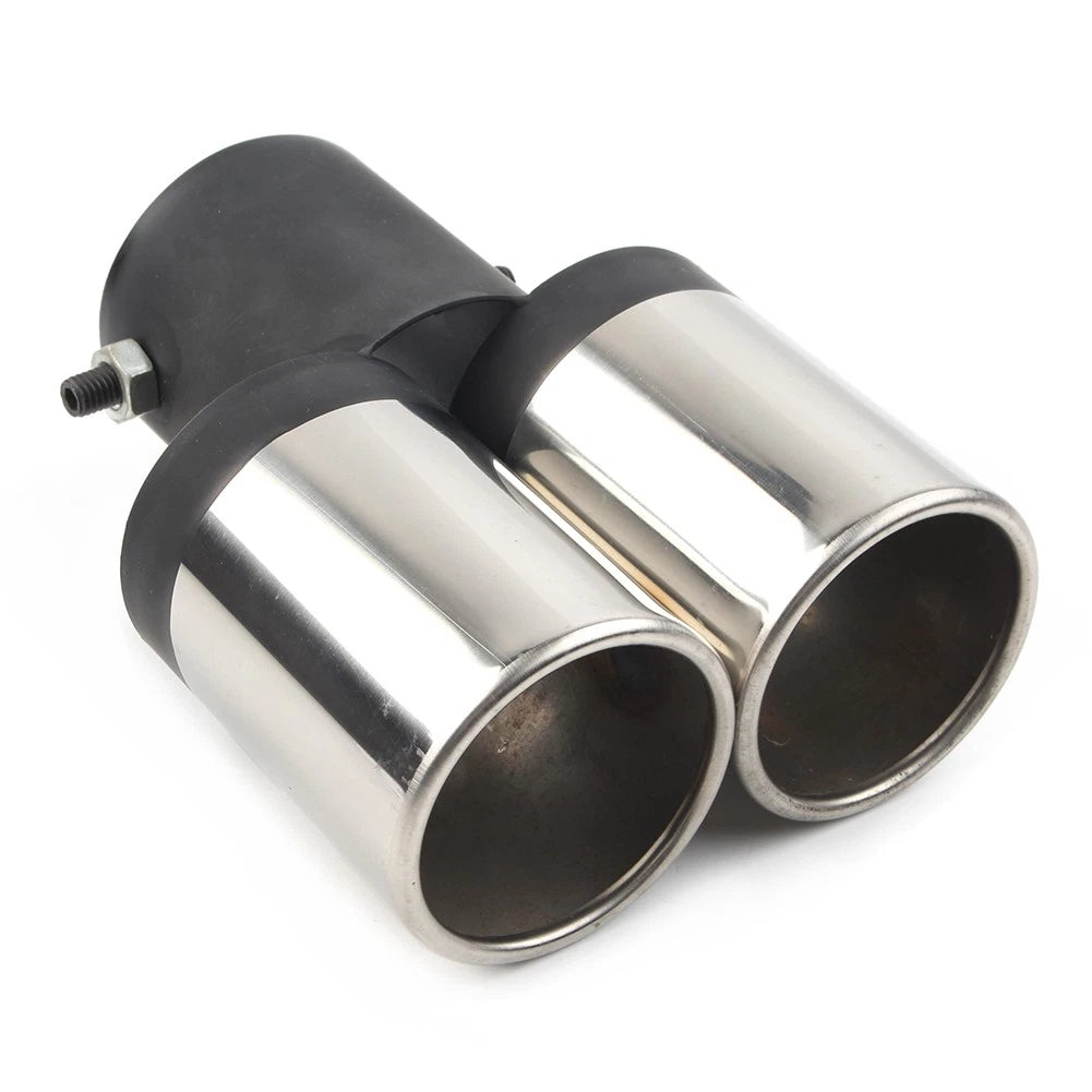 Dual Stainless Steel Exhaust Pipe Tail Muffler Tip for Universal Fit