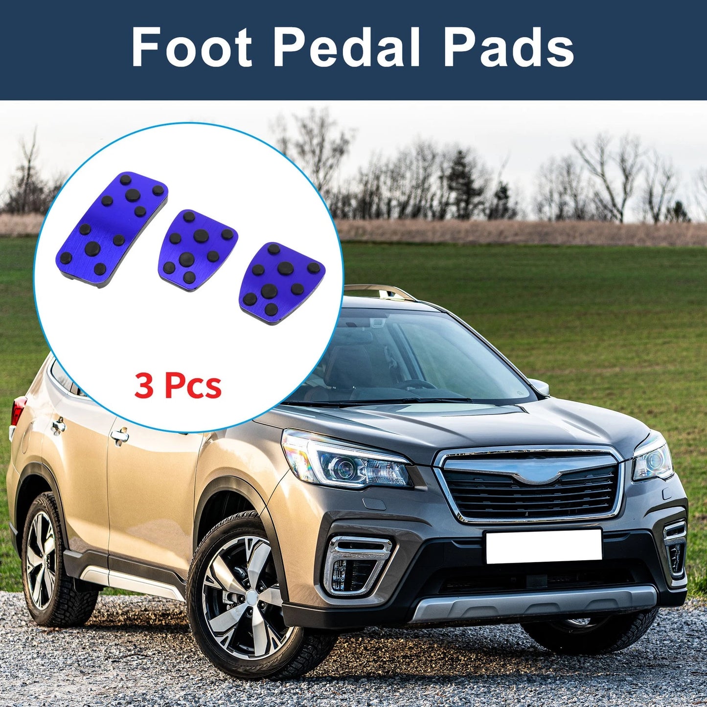 3 Pcs Foot Accelerator Pedal Covers for Subaru Forester (2006–2018) Blue