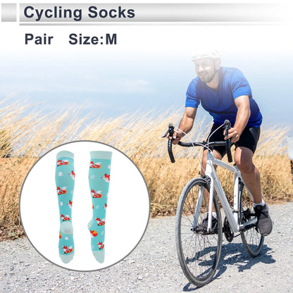 Cycling Socks Size M Sweat-Absorbent High-Cut Red Light Blue