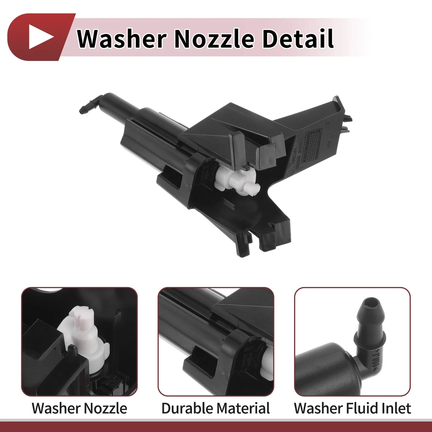 Front Passenger Side Headlight Washer Nozzle for Nissan Qashqai (2007–2013) No.28645BR00A