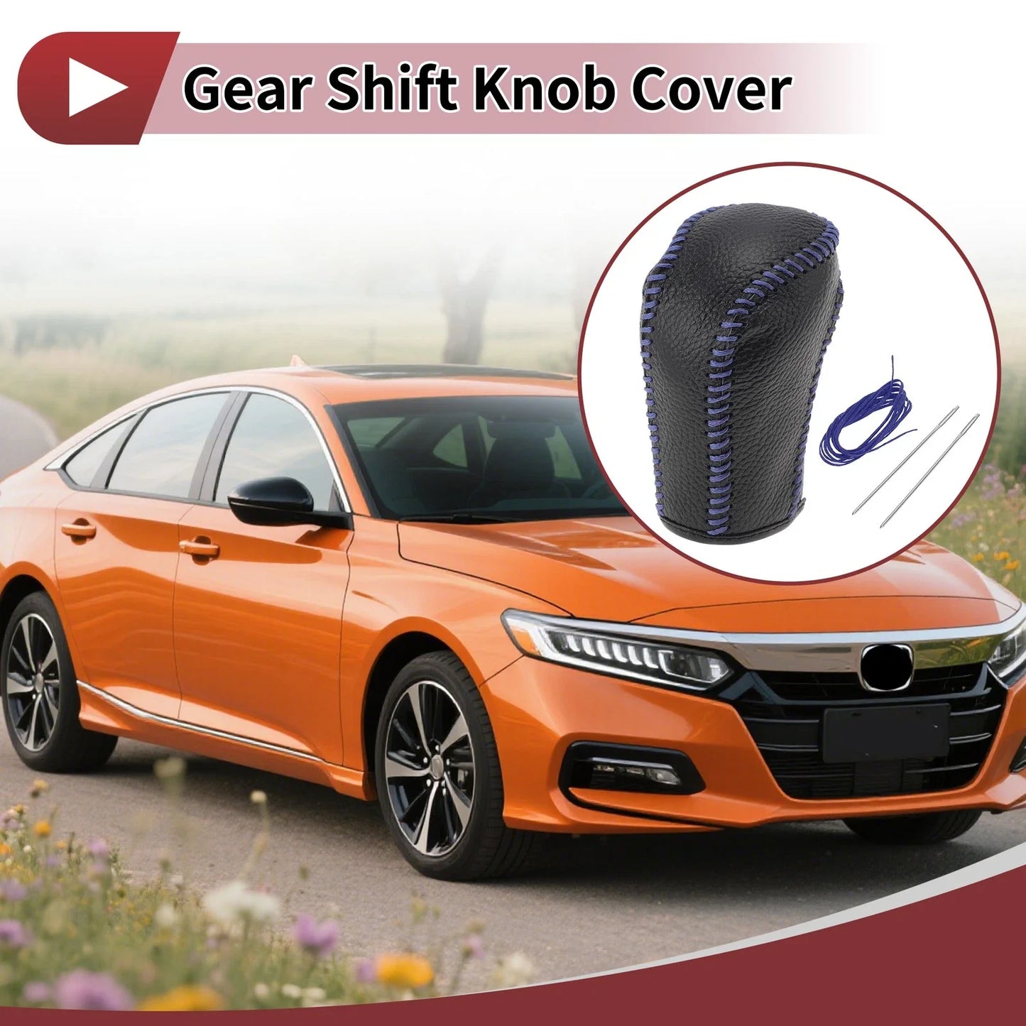 Gear Shift Knob Cover for Honda Inspire Blue Faux Leather (2000-2001)
