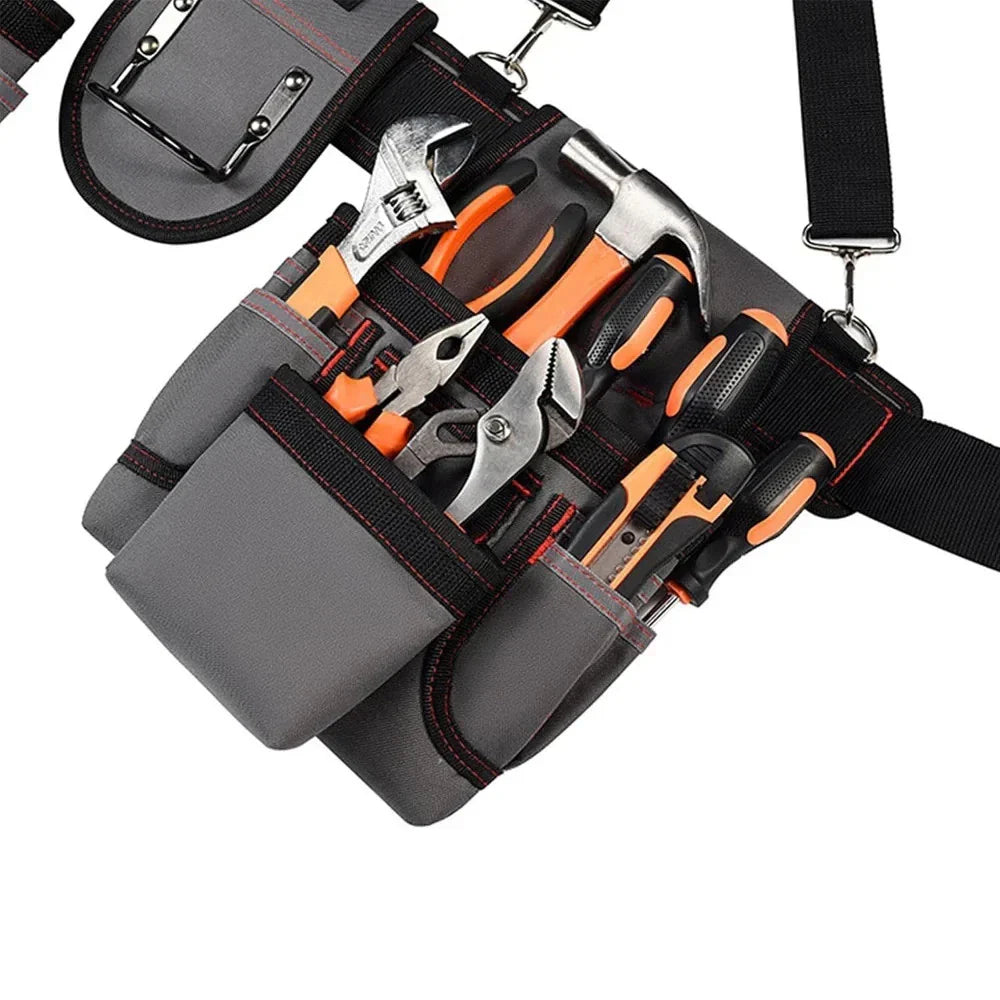 Adjustable Electrician Tool Bag with Suspenders & Pouches for Electricians
