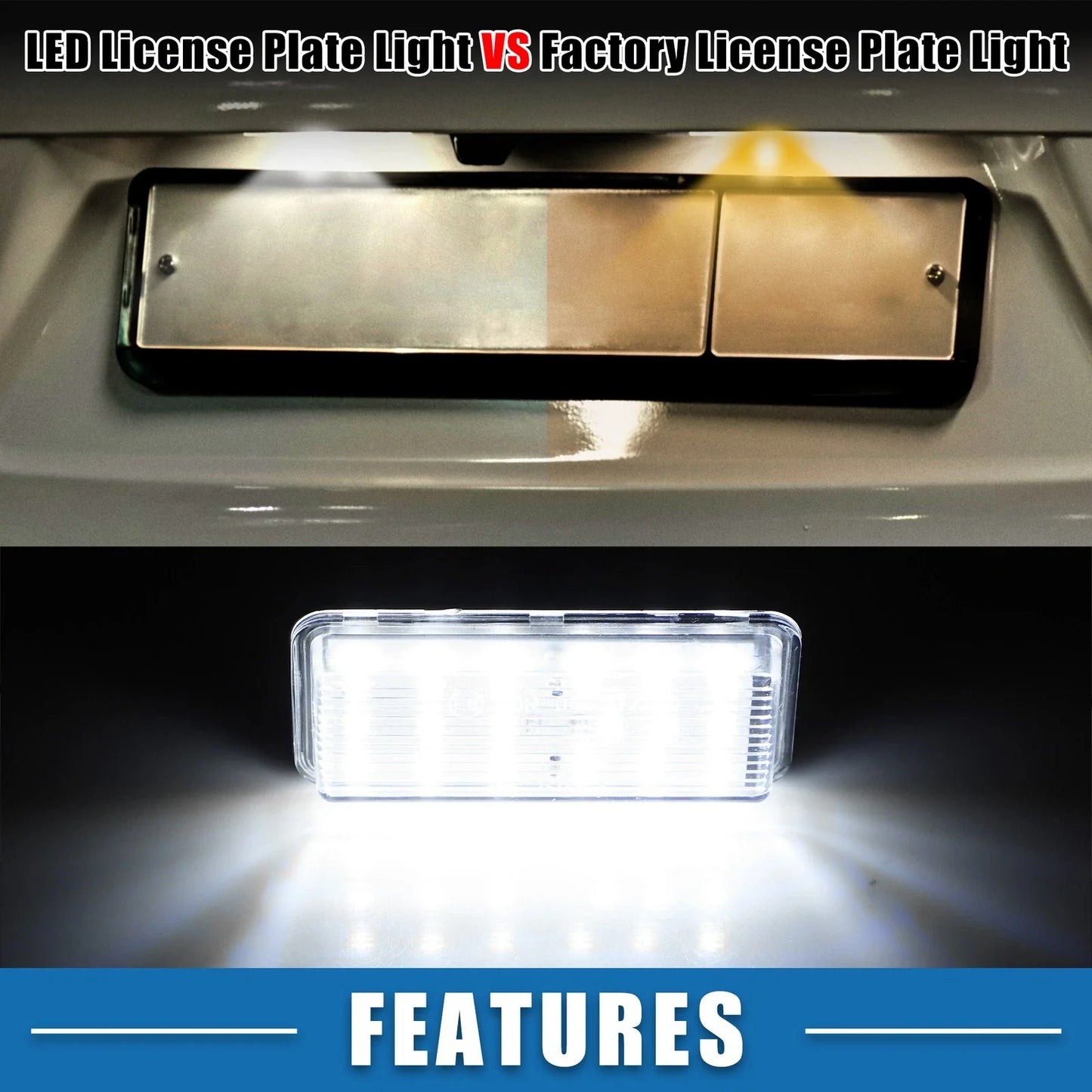 2 x White LED License Plate Lights for Toyota Land Cruiser (2016-2023)