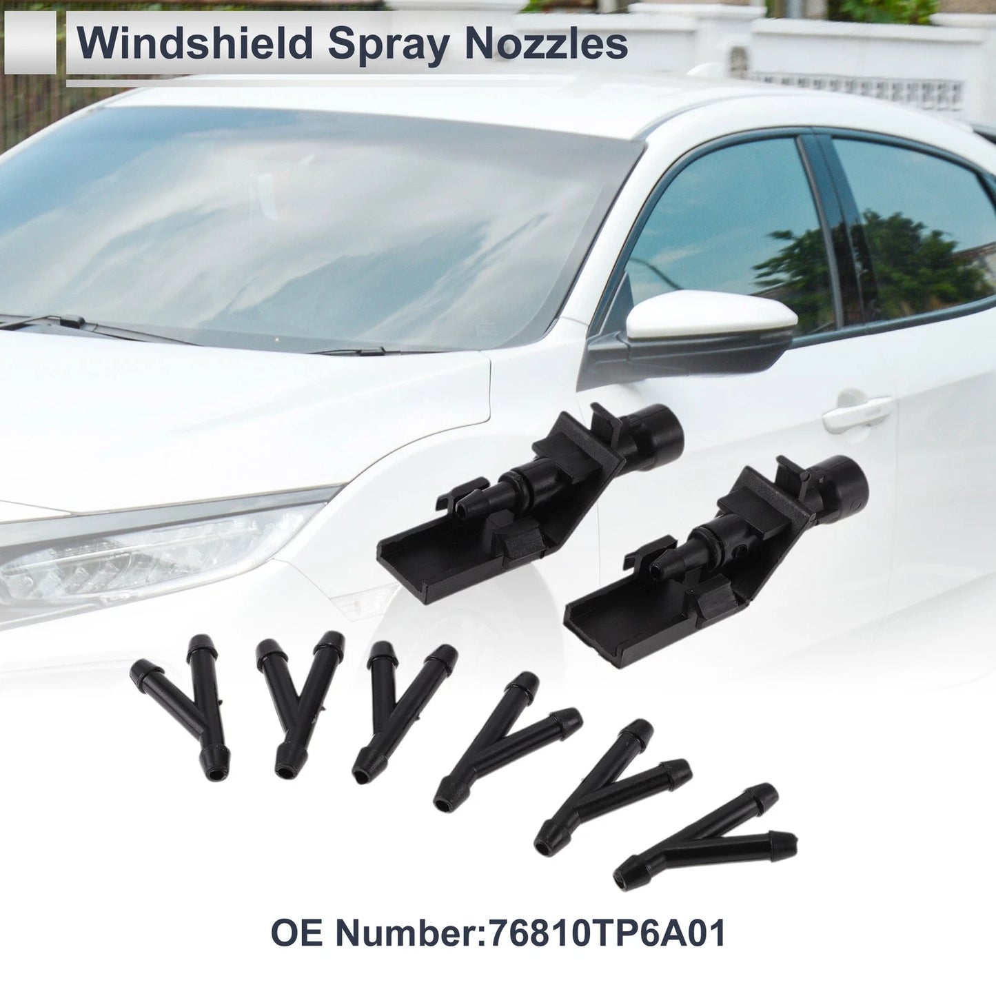 Washer Nozzle Set of 6 w/ Hose Connector for Honda (No. 76810TP6A01)