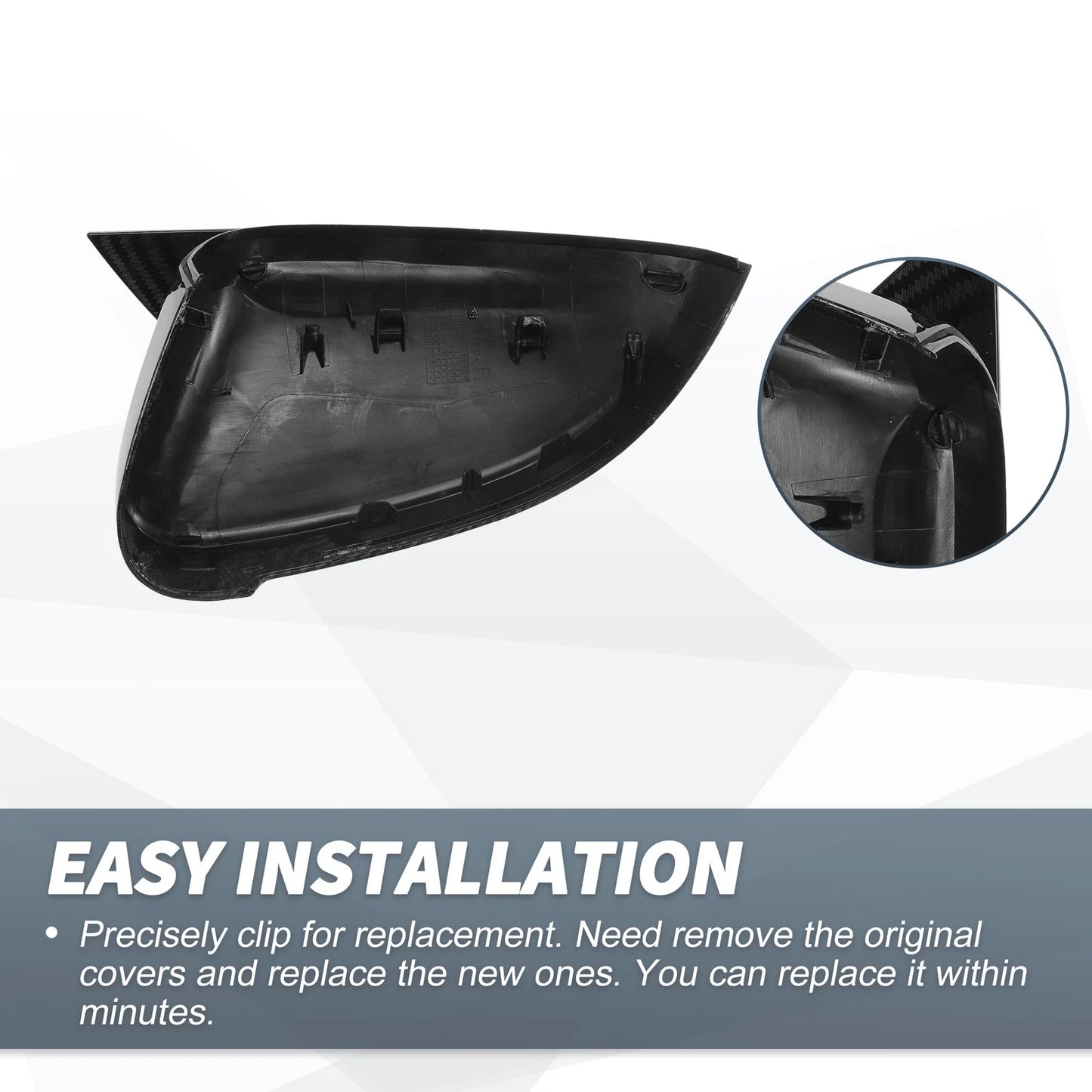 1 Pair Rearview Mirror Cover Cap Black Carbon Fiber for Audi A4 A5 (2008–2020)