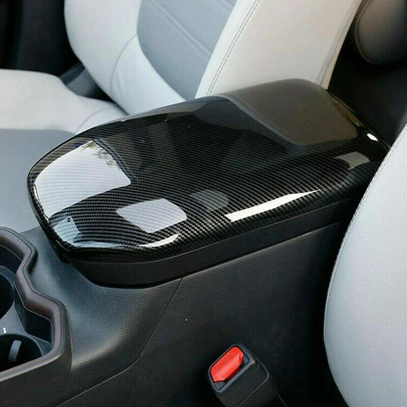 Carbon Fiber ABS Armrest Box Decor Cover Trim for Toyota RAV4 (2019–2023)