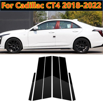 6x Glossy Black Door Trim B Pillar Posts Gloss Cover for Cadillac CT4 (2018–2022)