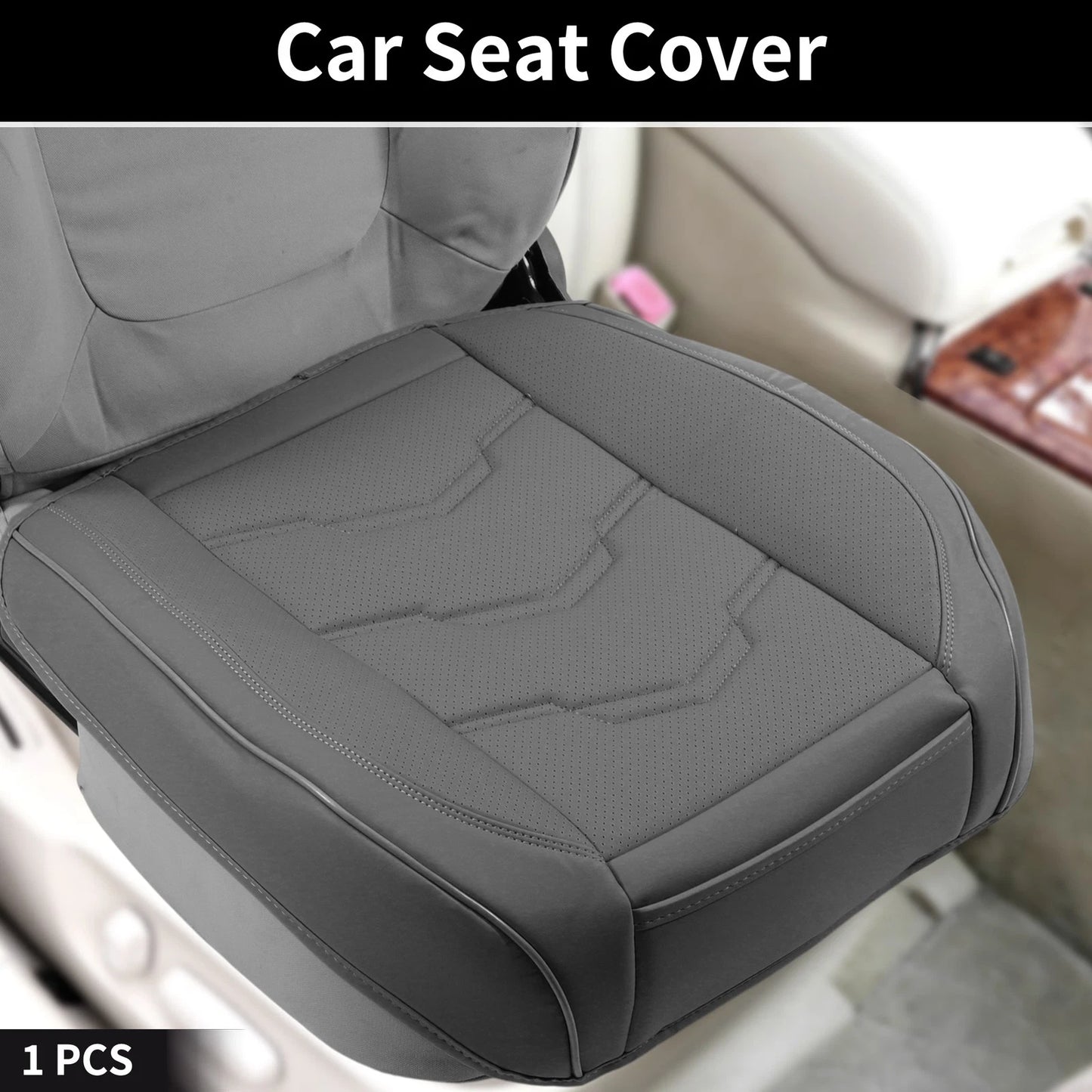 3D Bottom Seat Pad Cover for Car (Gray Punched Polygon Pattern)