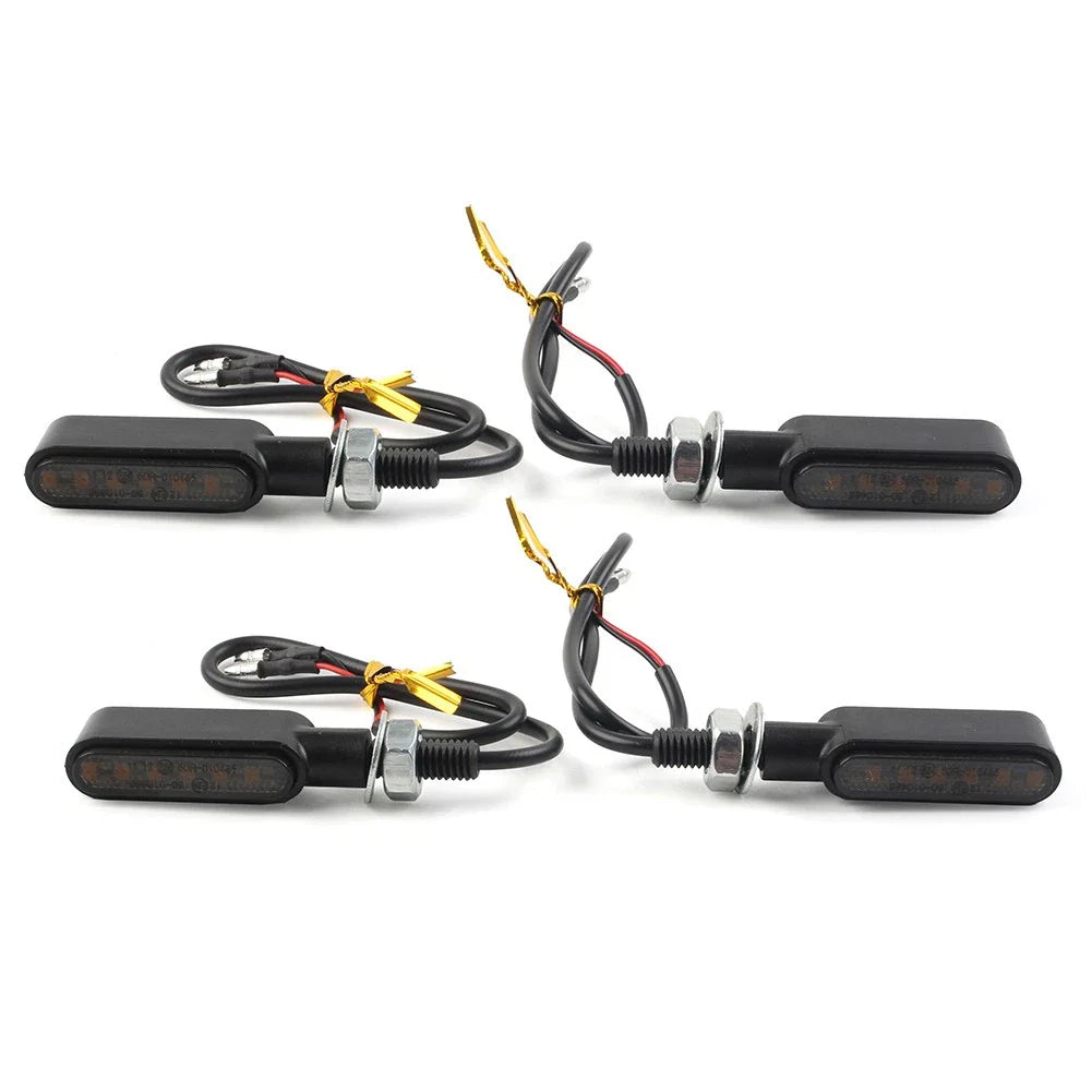 4x LED Mini Turn Signal Lights Amber for Cafe Racer Bobber