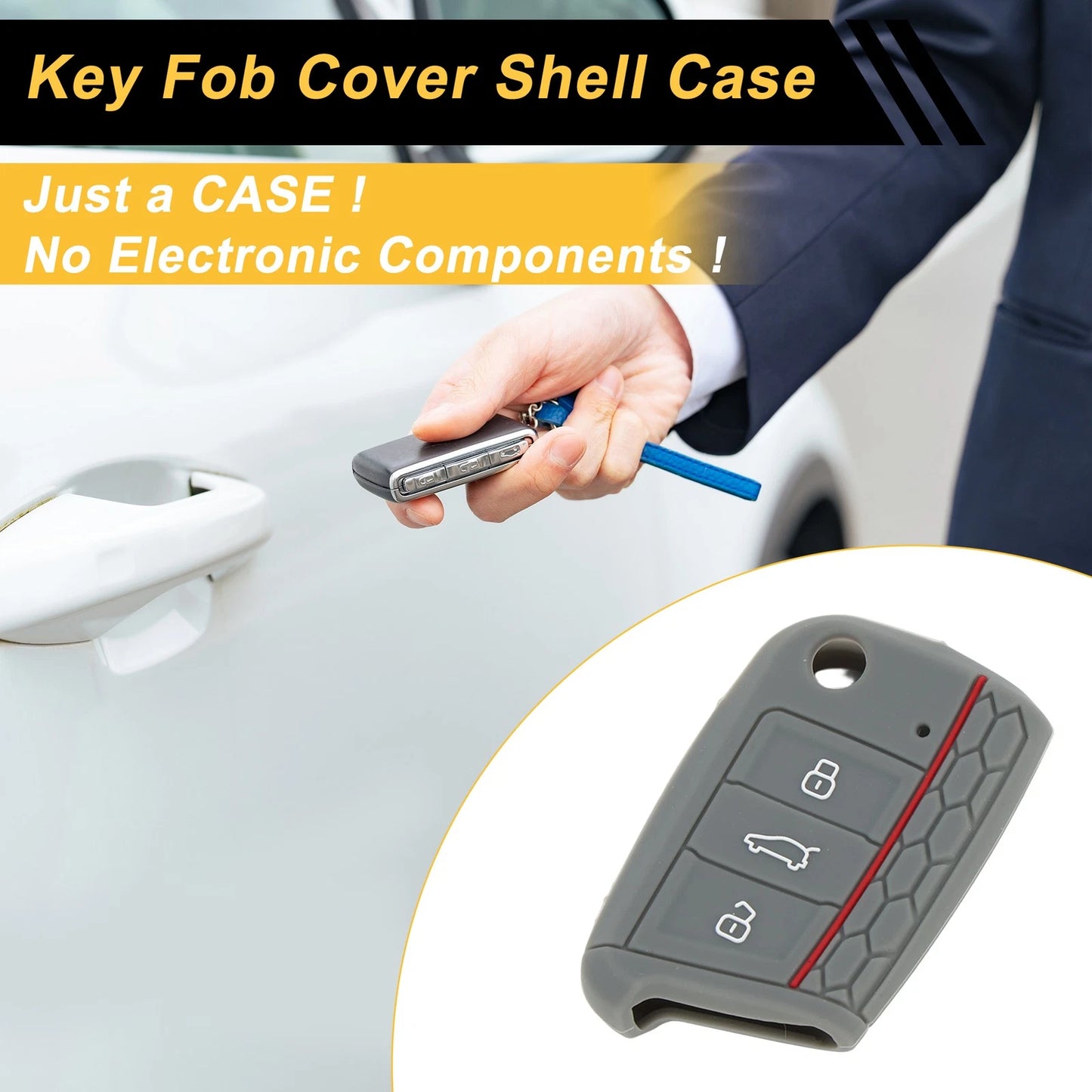 TPU Silicone Car Key Case for VW Golf 7 (2013–2020) - 3 Buttons