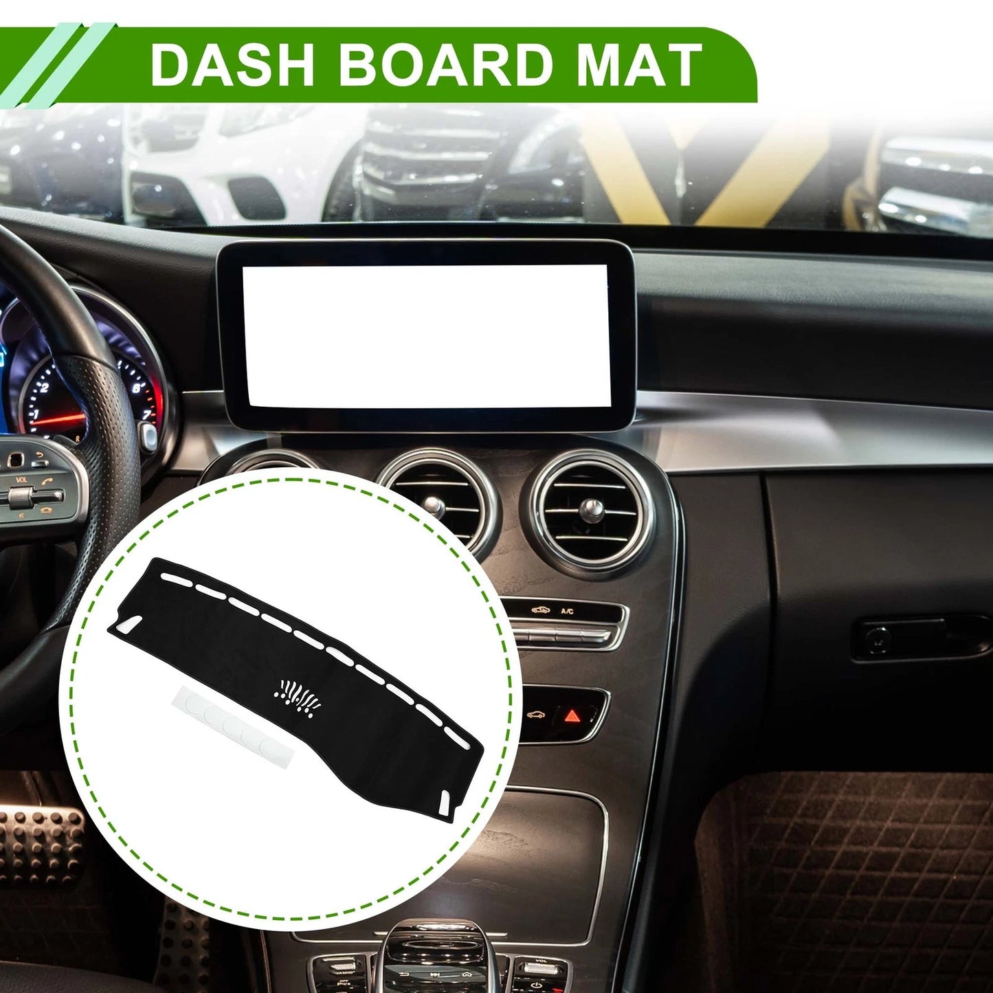 Dashboard Cover Mat for Mercedes Benz C Class W205 (2015–2021) Black
