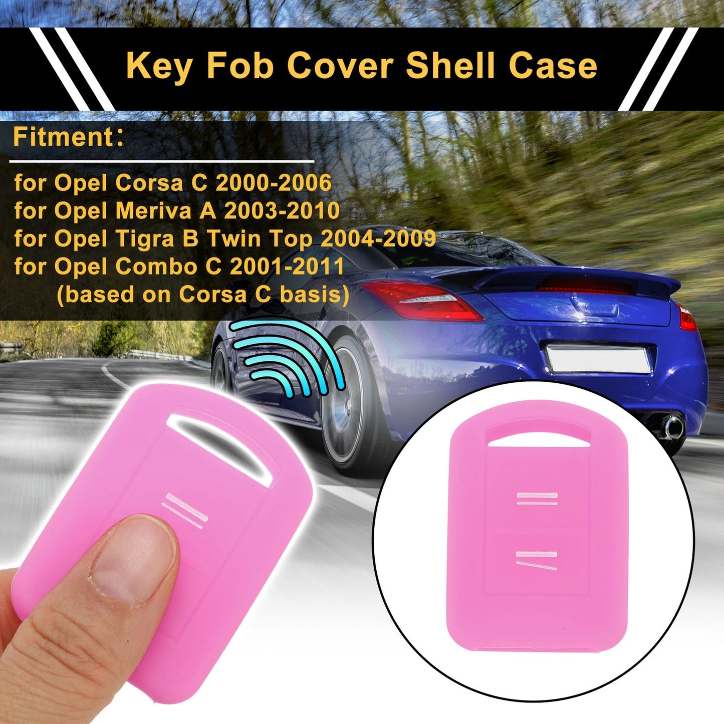 Light Pink Silicone Key Case for Opel Corsa C (2000–2006) - 2 Buttons