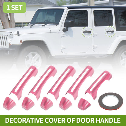Set of 1 Decorative Door Handle Cover for Jeep Wrangler JL JLU (2018–2022) Pink ABS