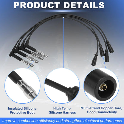 Set of 4 Spark Plug Wires for Mercedes-Benz 124 T-Model (S124) Replaces ZEF642