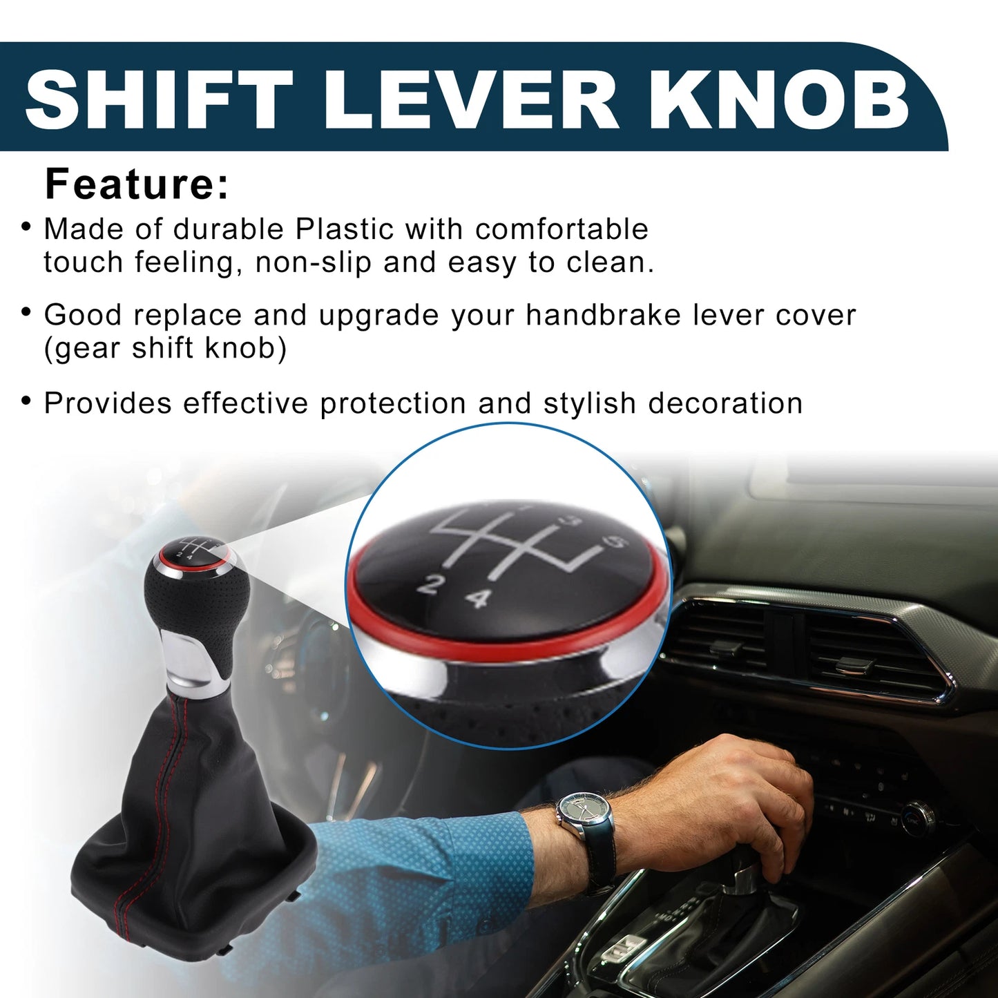 5 Speed Gear Shift Knob with Boot Dust Cover for Audi A3 S3 (2003–2013)
