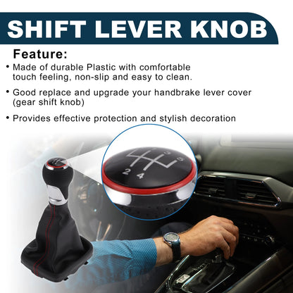 5 Speed Gear Shift Knob with Boot Dust Cover for Audi A3 S3 (2003–2013)