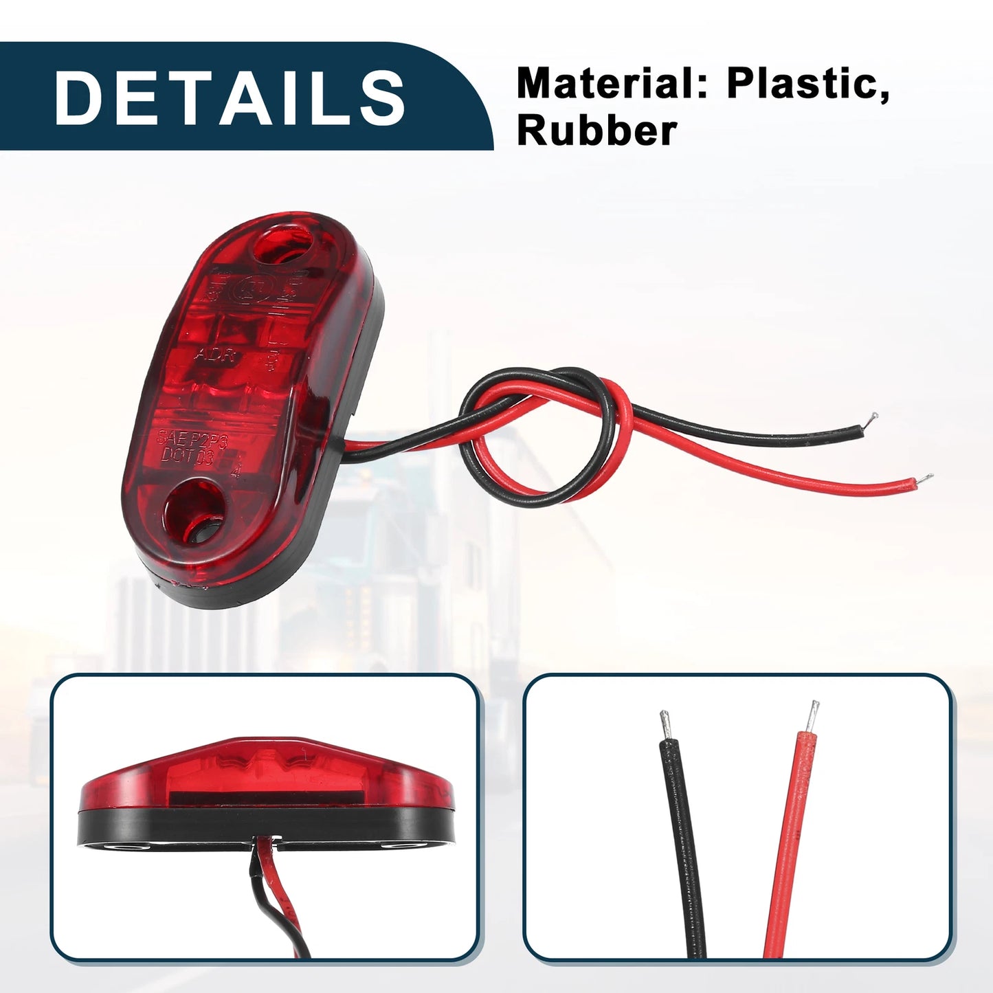 10X LED Trailer Marker Lights for Truck (24V, Waterproof, Red)