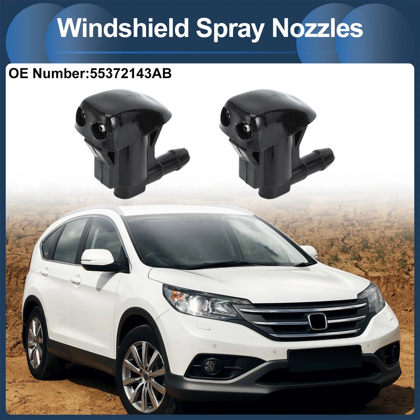 Windshield Washer Nozzle with Hose Connector for Jeep (No. 55372143AB)