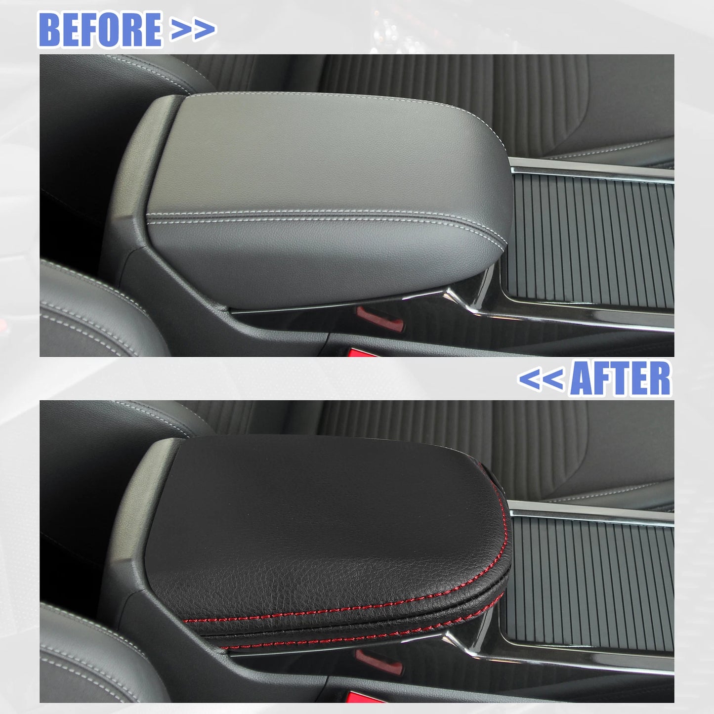 Center Console Armrest Box Cover for Chevrolet Malibu (2016–2023) Black Red