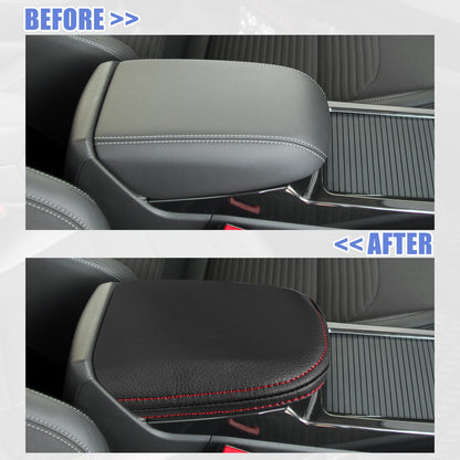 Center Console Armrest Box Cover for Chevrolet Malibu (2016–2023) Black Red
