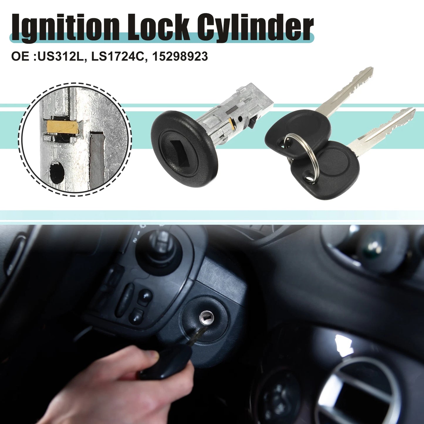 Ignition Switch Cylinder Lock Assembly for Chevrolet Avalanche 1500 (2002–2013) US312L