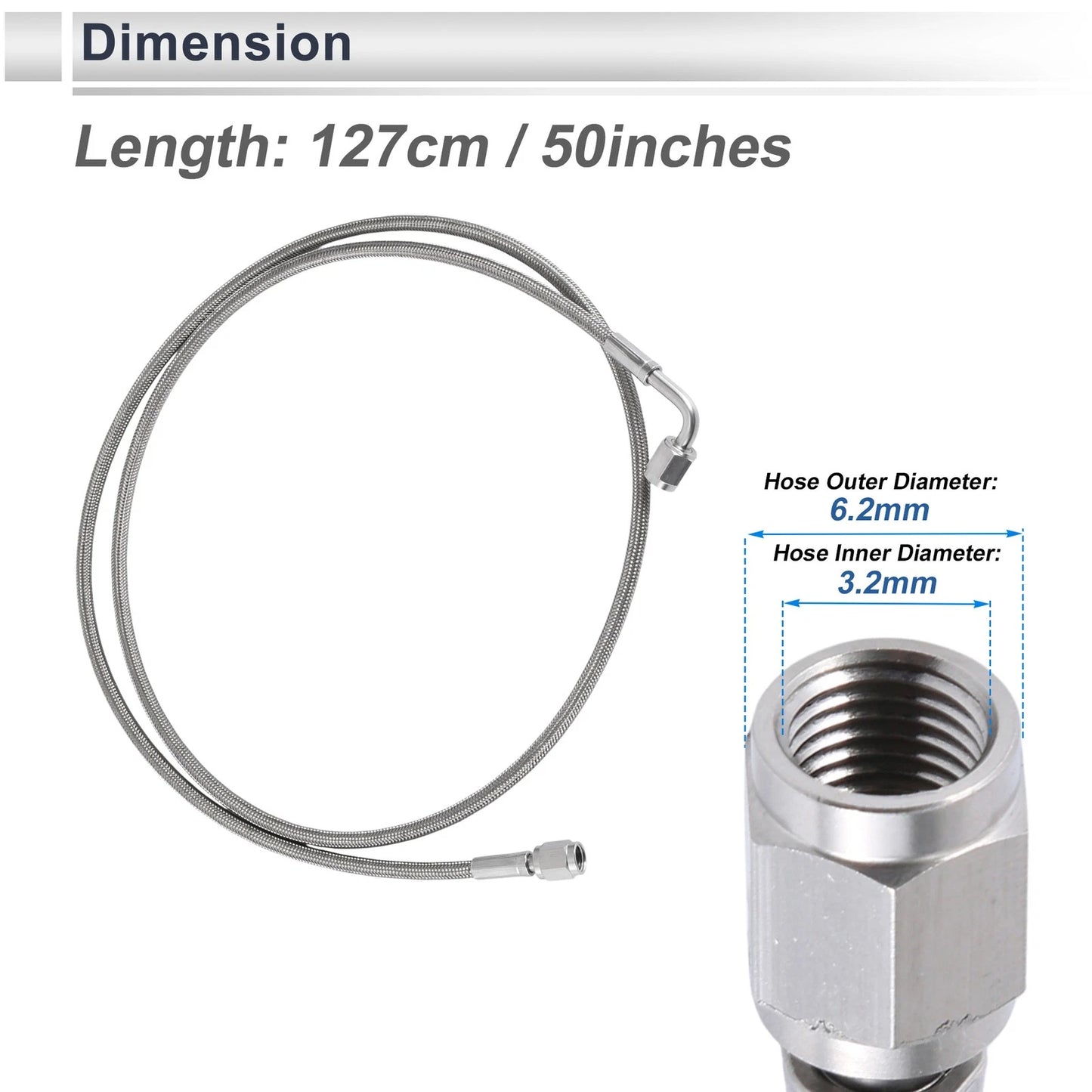 AN-3 Turbo Oil Feed Line Kit for Universal Applications (4.16ft)