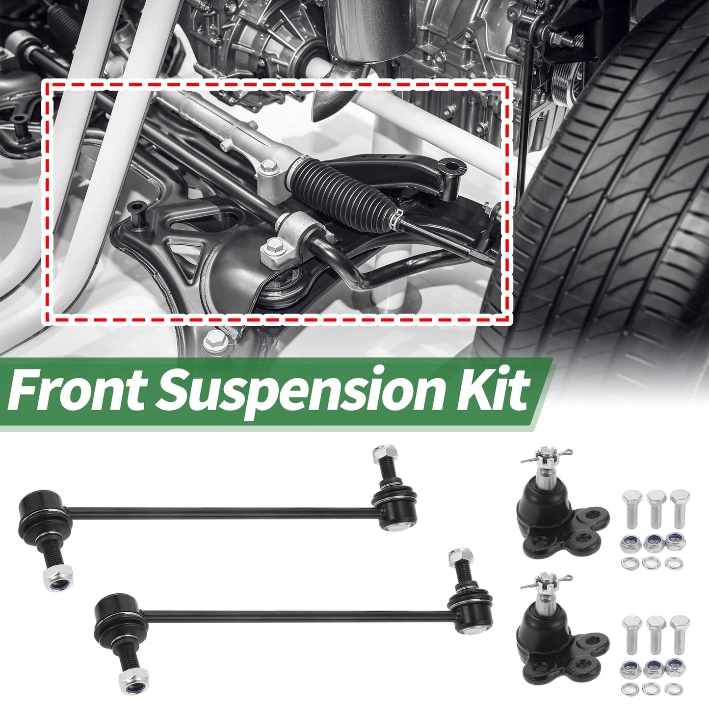 Set of 4 Front Suspension Kit Sway Bar Link Ball Joint for Chevrolet Equinox (2010–2017)