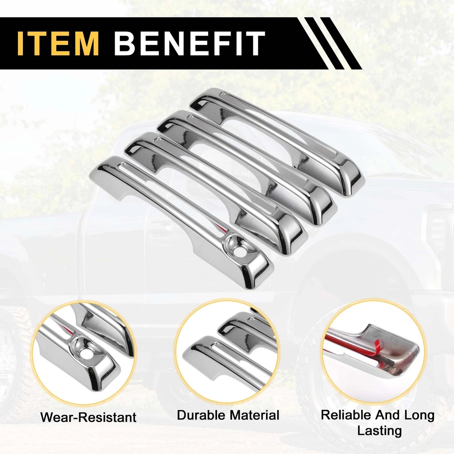 Set of 4 Car Door Handle Protectors for Ford Maverick (2022–2023) Silver Tone