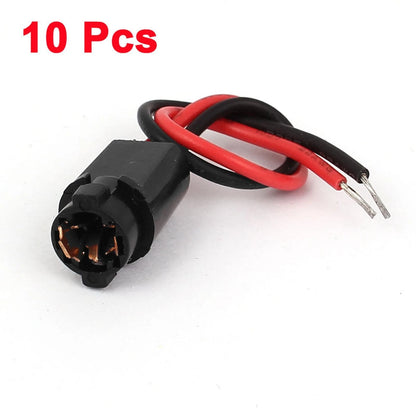 Set of 10 T5 LED Light Bulb Socket Connector Harness for DC 12V Vehicles