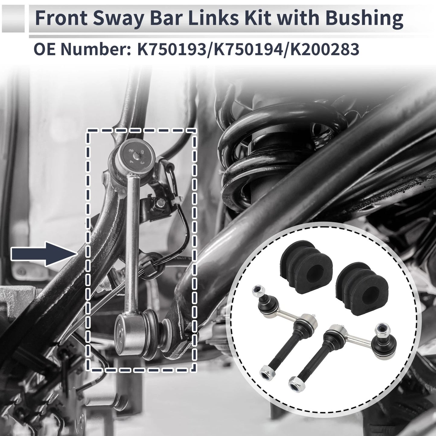 Front Stabilizer Bar Links with 2 Pcs Bushing for Infiniti Q50 (2014–2019) No.K750193