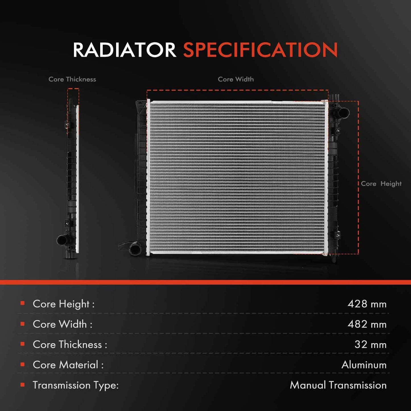 32mm Radiator for Land Rover Freelander L314 1998-2006 2.0L T2N SUV Manual Trans