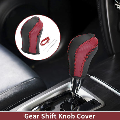 1 Pc Gear Shift Knob Cover for Nissan Maxima (2016–2023) Red Faux Leather