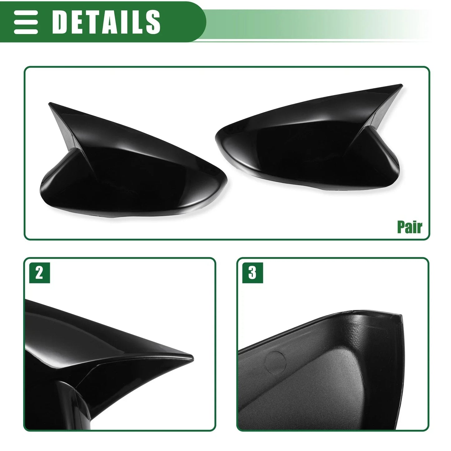 Rearview Mirror Cover Caps for Hyundai Veloster (2012-2017) Gloss Black