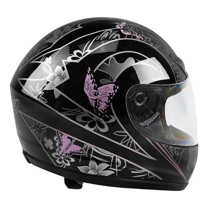 Adult Pink Black Butterfly Full Face Motorcycle Helmet for DOT S-XXL